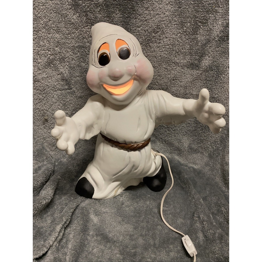 Halloween Ghost Happy Light Up Figurine Vintage, hand painted